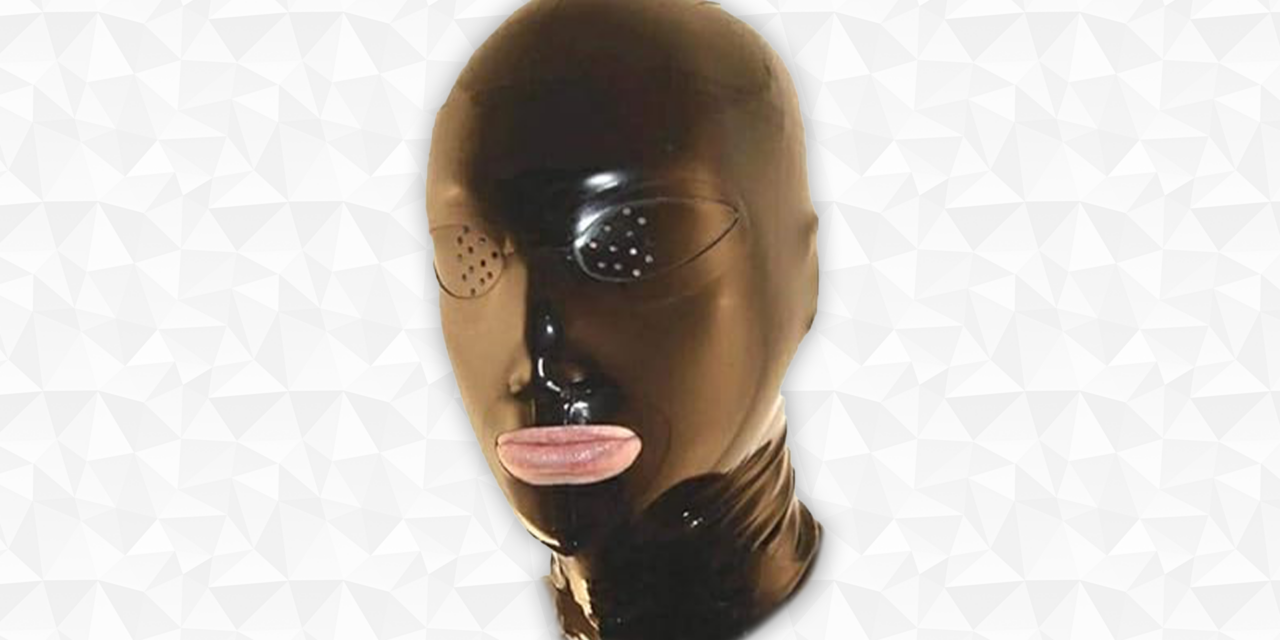 MFMYEE Latex-Maske mit „Gitteraugen“